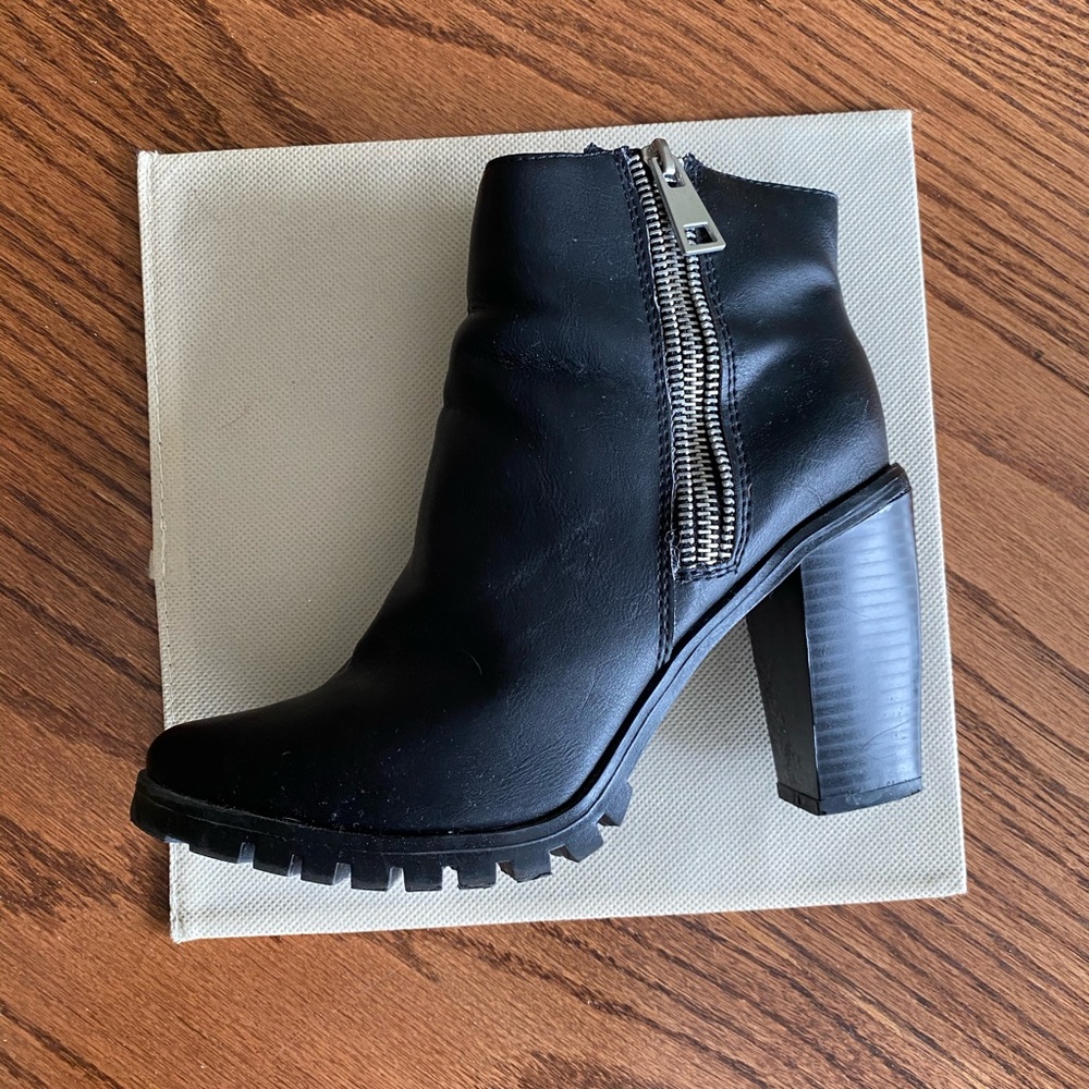 Platform black booties
